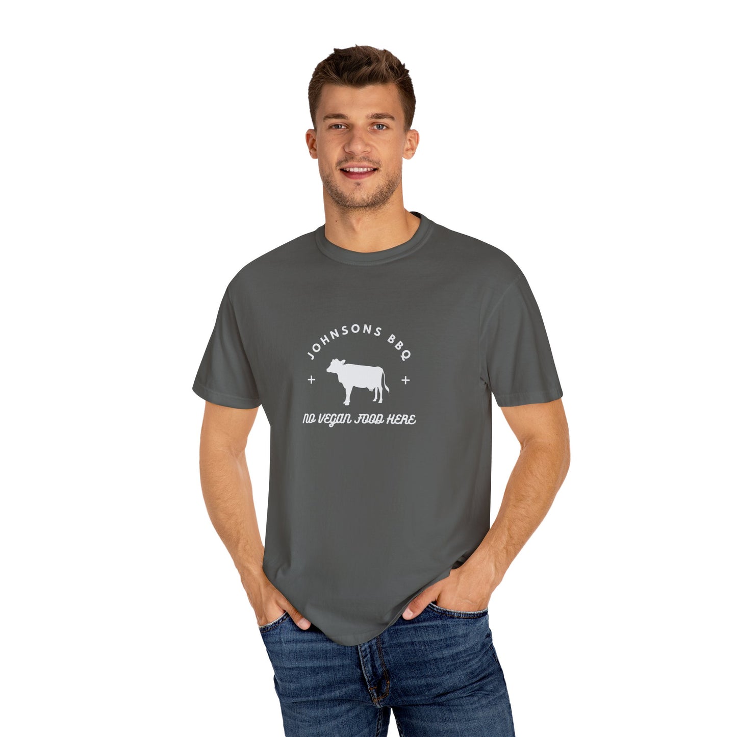 BBQ Lovers Unisex T-Shirt, Funny BBQ Shirt, Grilling Enthusiast Gift, Summer Cookout Apparel, No Vegan Food Here Tee